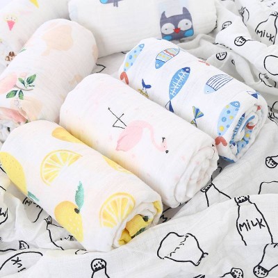 Wholesale Custom 3 Pack 100 Cotton / Bamboo Muslin Baby Swaddle Blankets Infant Toddler Bedding Muslin Crib Sheets