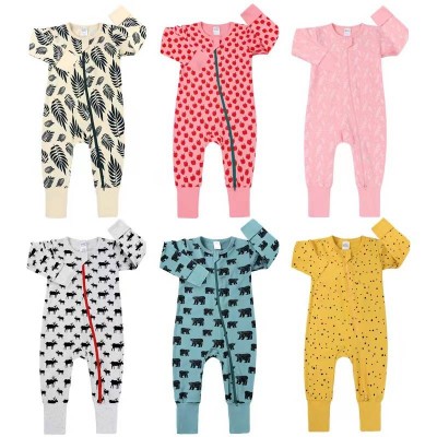 Wholesale Custom Winter Clothes Long Sleeve Sleepsuit 100% Cotton Baby Onsies Baby Onsies Baby Zipper Romper Bamboo